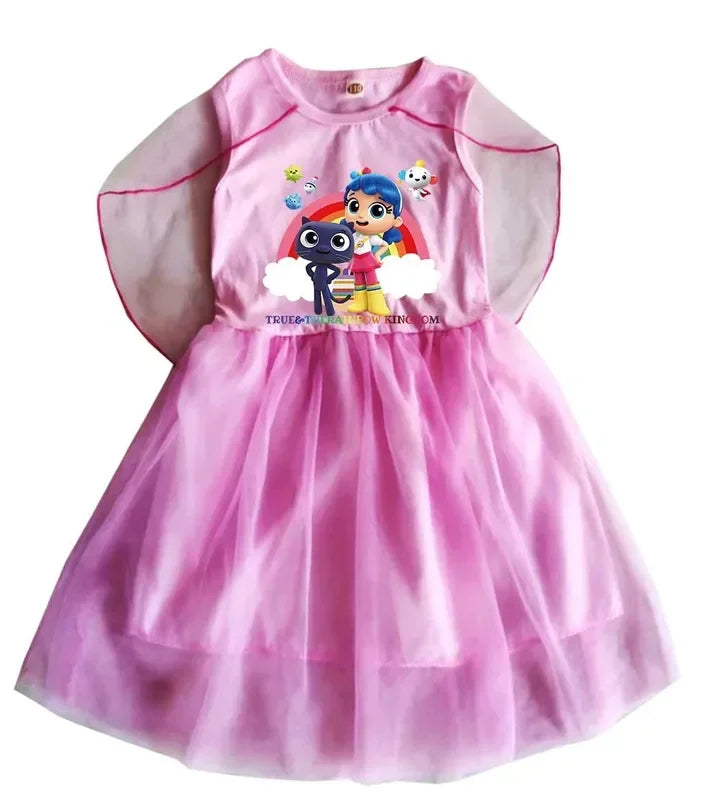 Cosplay True And The Rainbow Kingdom Clothes For Baby Girls Summer Short Sleeve Dresses Kids Cartoon Dress Children Cartoo Anime