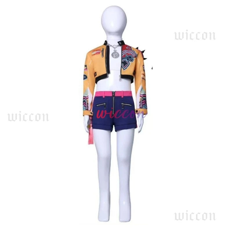 Kids Kpop Demon Hunter Cosplay Mira Rumi Zoey Full Set Halloween Stage Dance Clothes
