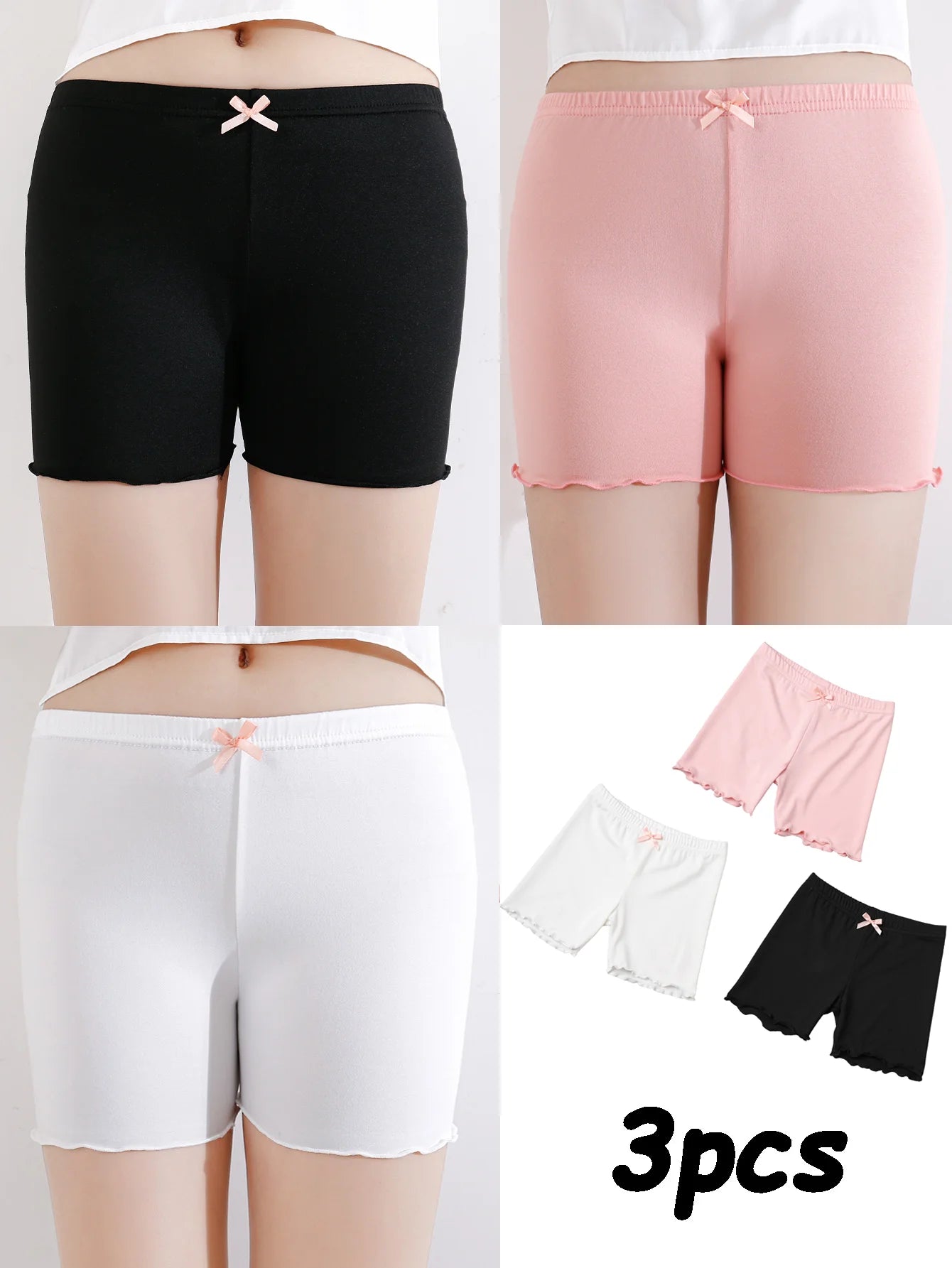 3 Pcs/Pack Summer Girls Shorts Kids Safety Pants Adorable Underwear Clothes Children Cute Bow Short Underpants for Young Girls