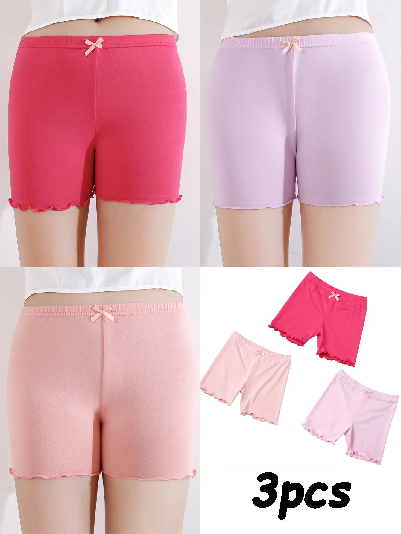 3 Pcs/Pack Summer Girls Shorts Kids Safety Pants Adorable Underwear Clothes Children Cute Bow Short Underpants for Young Girls