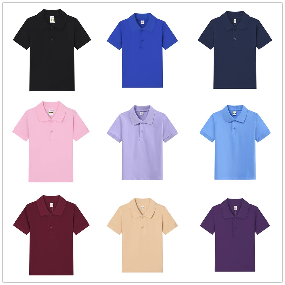 Boys Polo Shirt Children 15 Colors Custom Logo Short-Sleeve High-end eco-friendly cotton Clothes Teens Tshirts