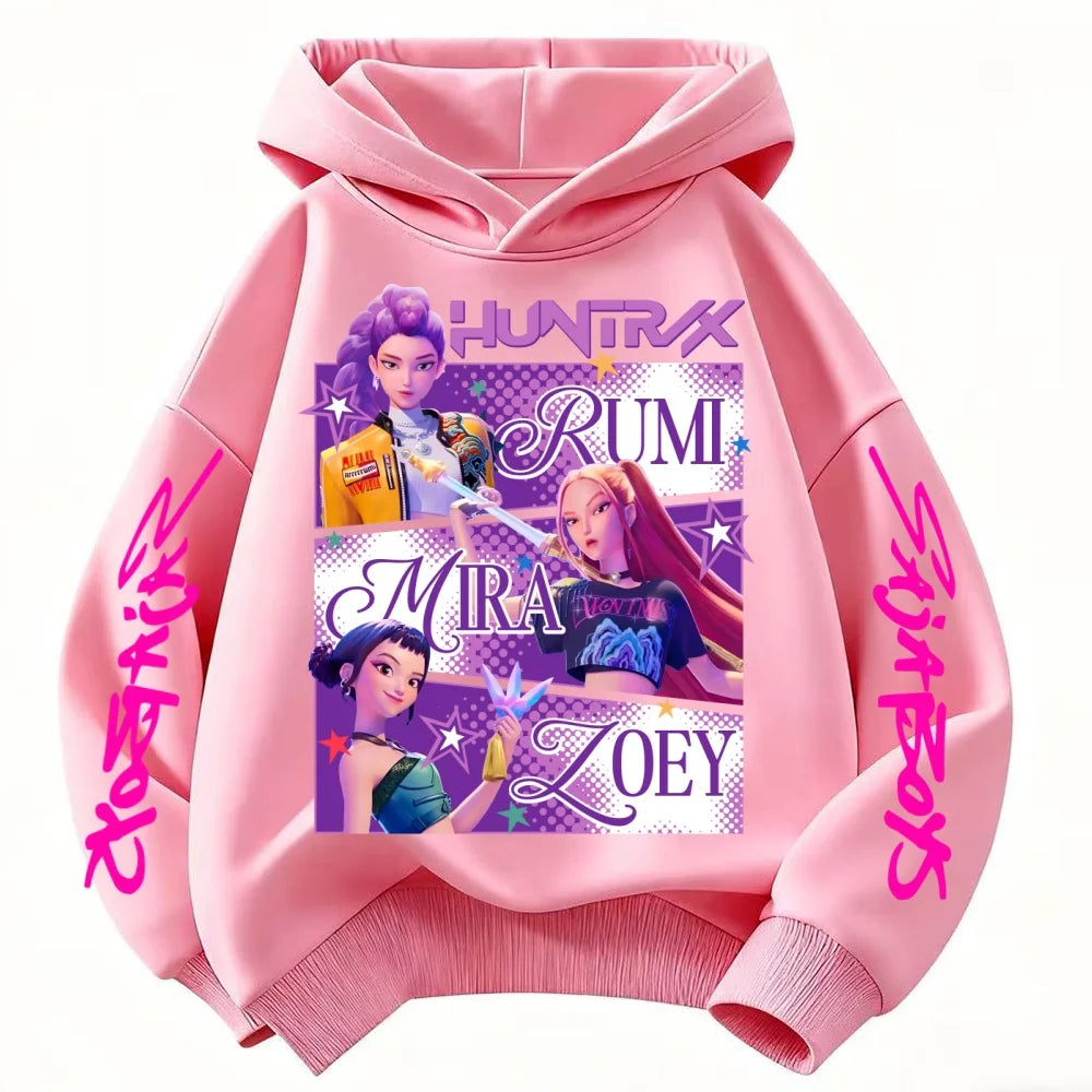 KPop Demon Hunters Huntrix Hoodie Kids Clothes Princess Girls Clothing Fashion Boys Clothes Spring Autumn Sweatshirt Child Tops