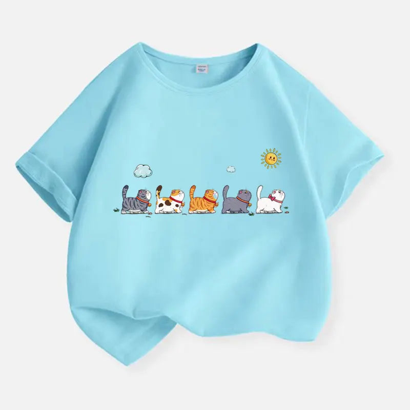 The Cat Family T-shirt for Boys Cotton Kids T Shirt Cartoon Children Casual Clothes Teen Baby Boy Summer Tops 6 8 10 12 Years