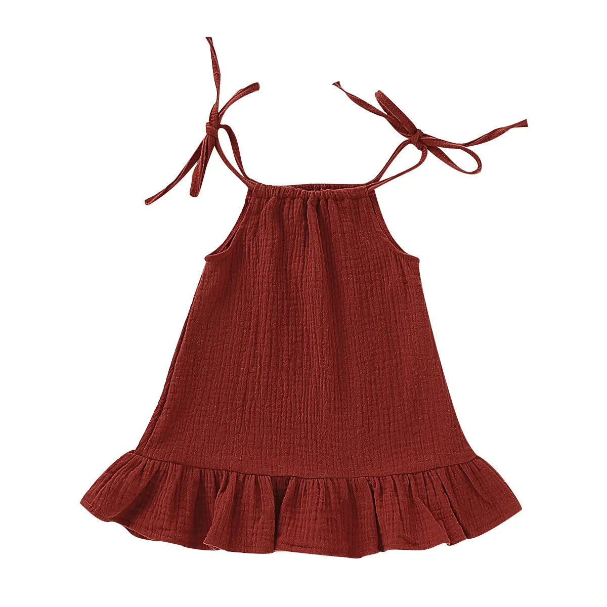 Summer Infant Baby Girl Dress Toddler Dress Muslin Cotton Sleeveless Ruffles Slip Dresses