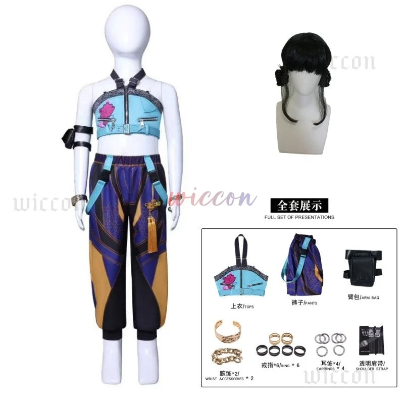 Kids Kpop Demon Hunter Cosplay Mira Rumi Zoey Full Set Halloween Stage Dance Clothes