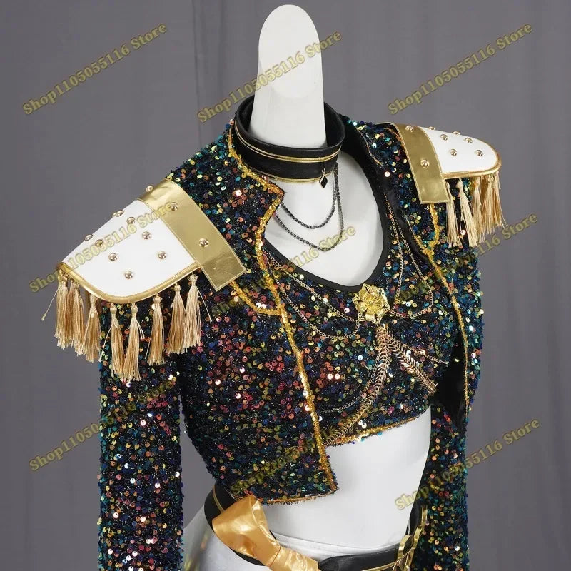 Huntrix K-Pop Mira Rumi Zoey Demon Hunters 2 Style Black White Outfit Kids Stage Cosplay Clothes Costume Halloween Girl Group