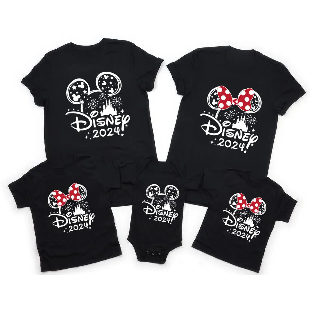 2026 Disney Trip Mickey Minnie Mouse Family Matching Shirts Cotton Dad Mom Bro Sis Kids T Shirt Baby Rompers Matching Clothes