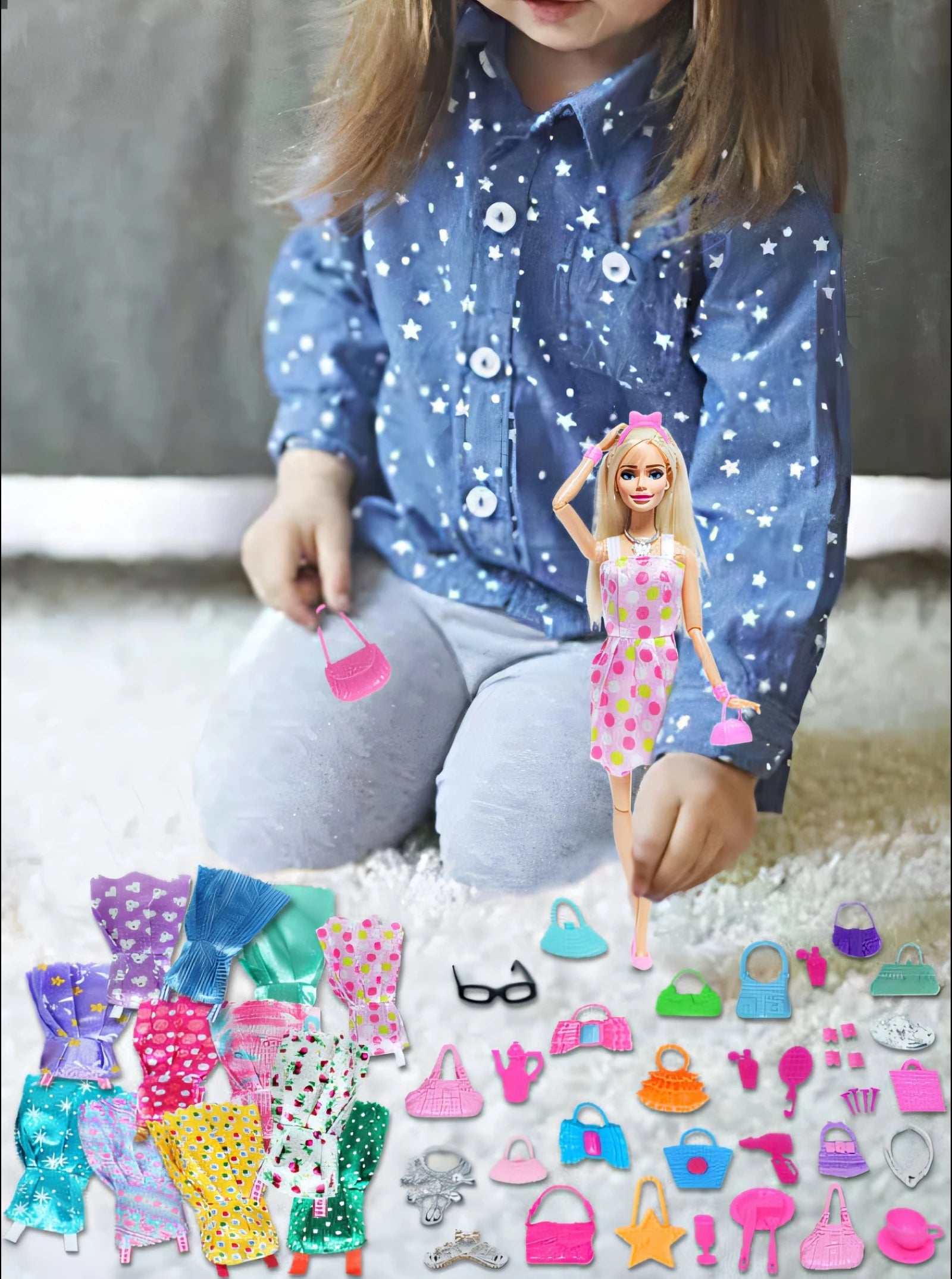 Random Doll Accessories Mini Dress Shoes Boots for 11.5'' Doll 30cm Handbags Crowns Hangers Glasses Doll Outfit Clothes Kids Toy