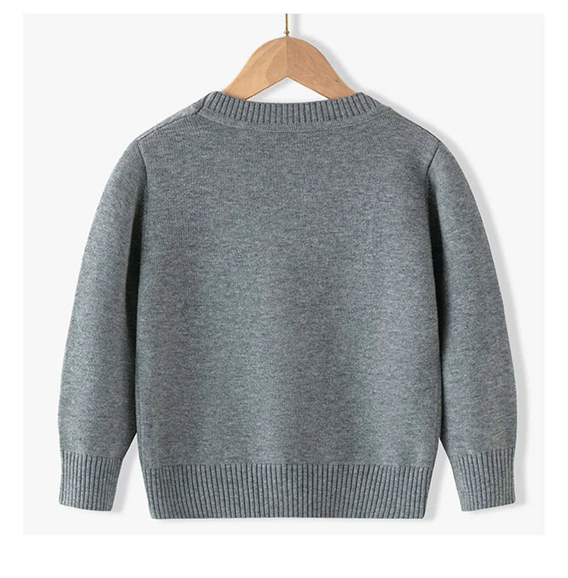 Winter Boys Knitted Sweaters Big Kids Clothes 2024 Autumn Children Cotton Pullover Teen Solid Knitwear Coats 2-12 Years