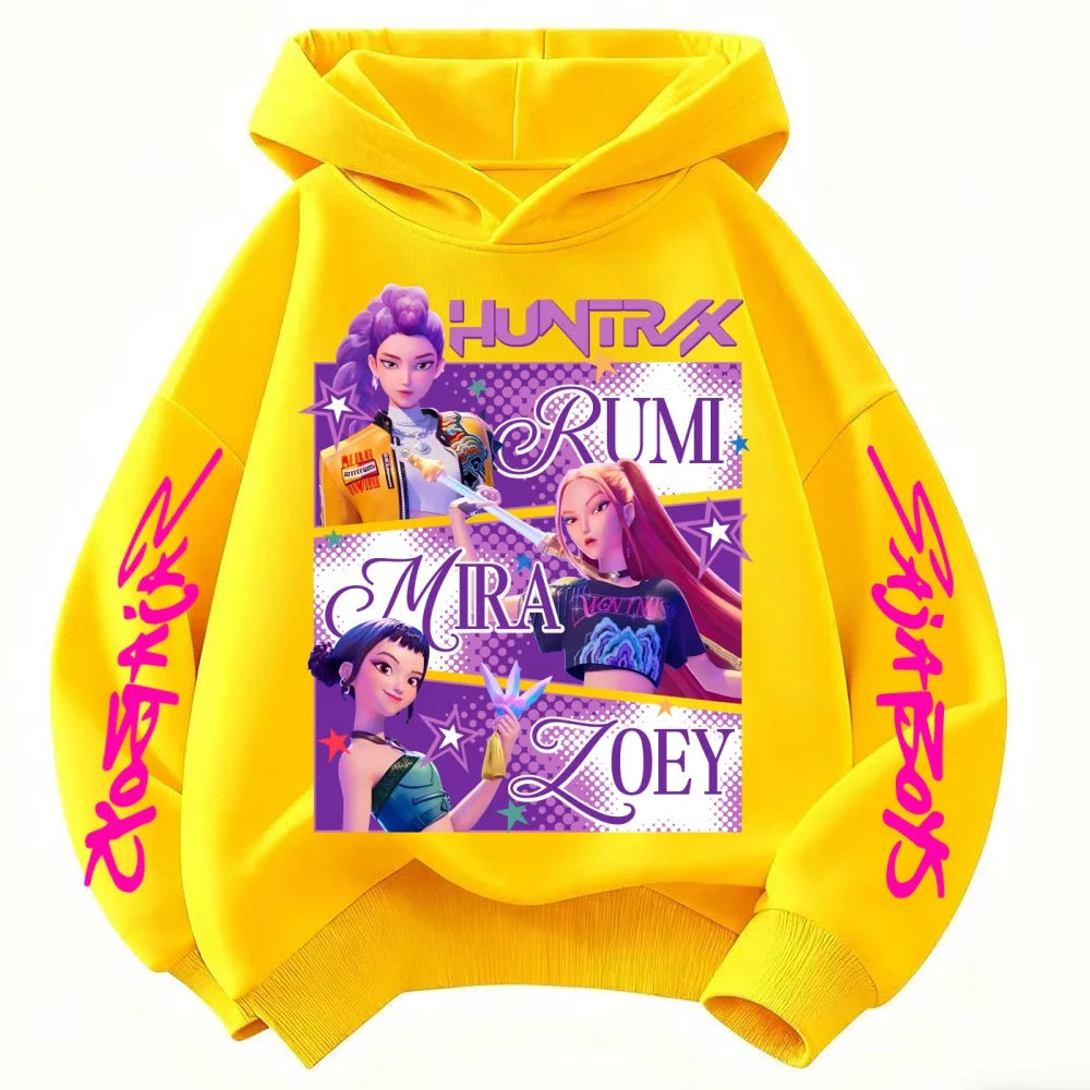 KPop Demon Hunters Huntrix Hoodie Kids Clothes Princess Girls Clothing Fashion Boys Clothes Spring Autumn Sweatshirt Child Tops