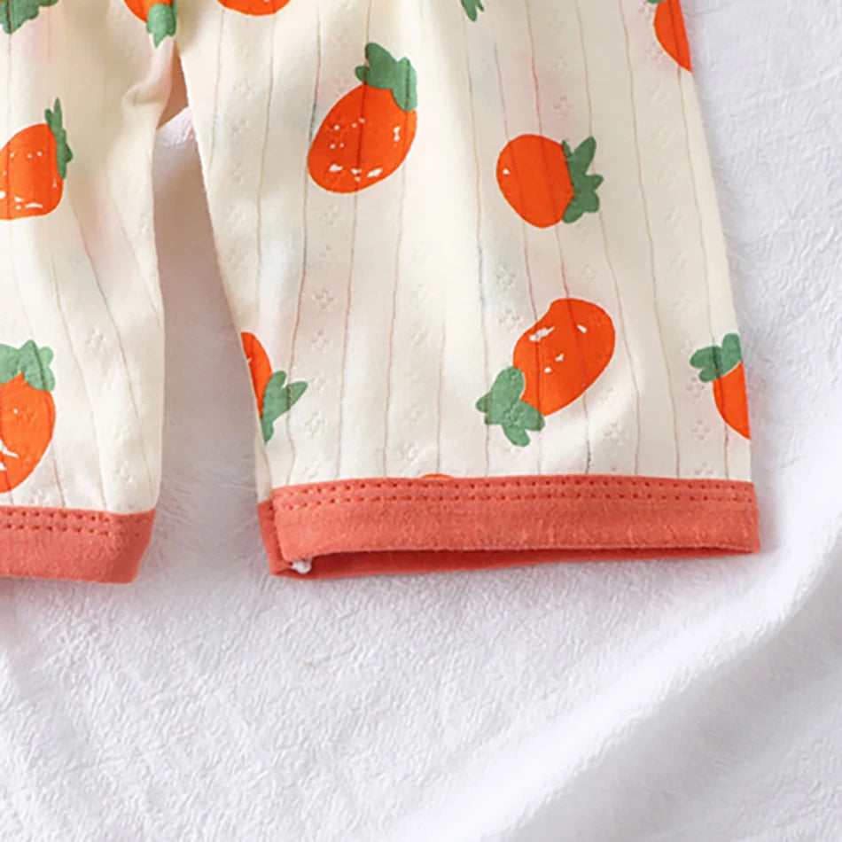 Summer Kids Cotton Long Sleeve and Pants Pajamas Set Soft Breathable Baby Sleepwear Cartoon Bear AC Room Wear Boys Girls Clothes