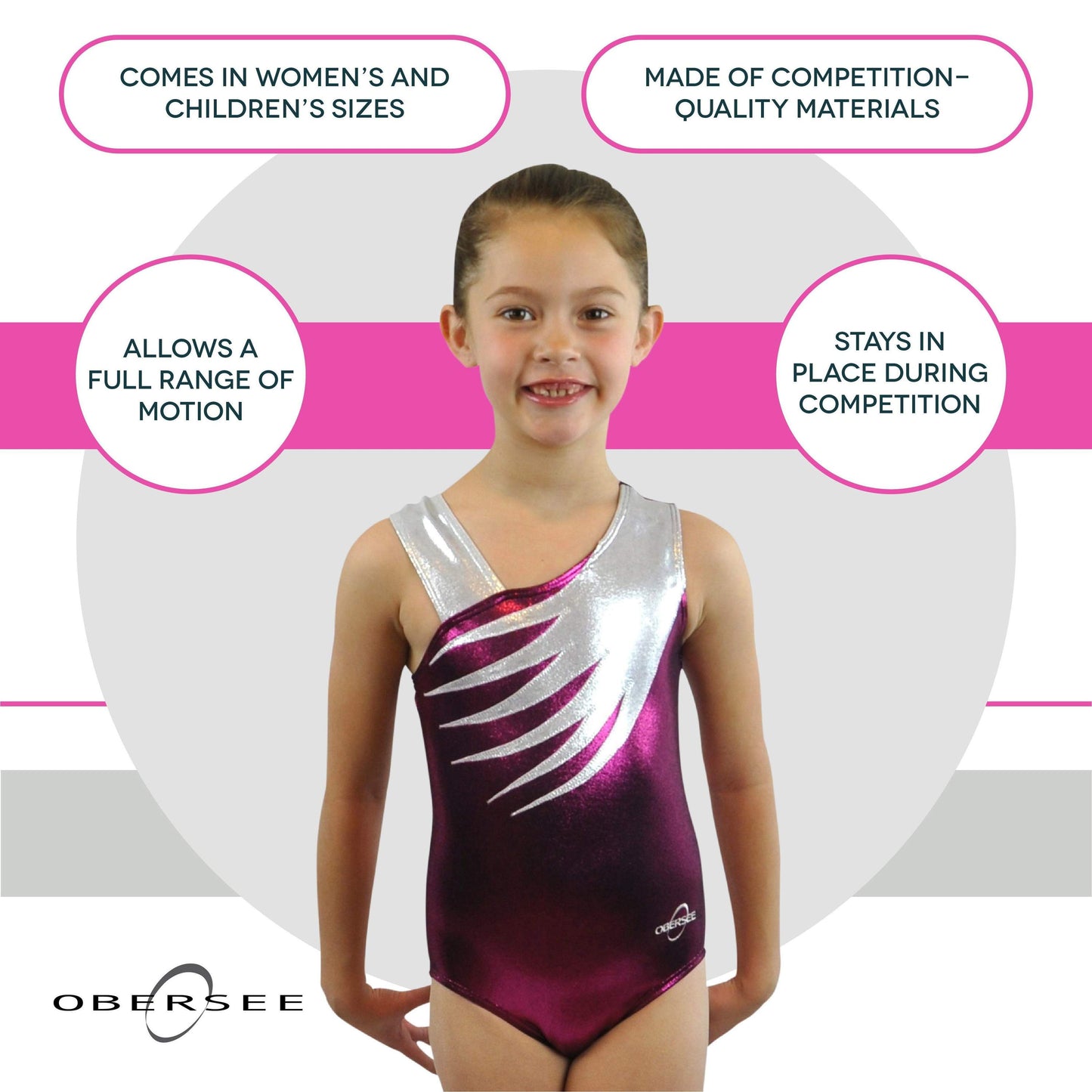 O3GL036 Obersee Girls Gymnastics Leotard One-Piece Athletic Activewear