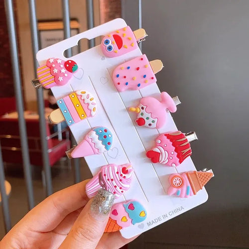 10PCS/Set New Girls Cute Cartoon Unicorn Hair Clips Kids Lovely