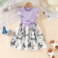Girls 3-7 Years Old Summer Sweet Casual Ruffled Butterfly Flower Print