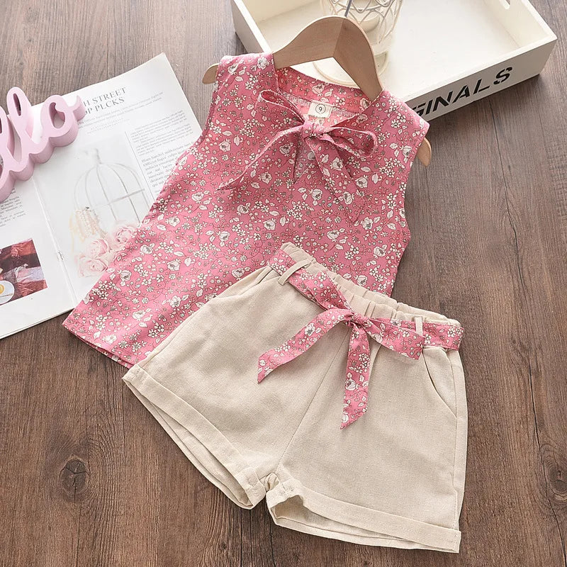 New Summer Baby Girls Clothes Children Sleeveless Vest Shorts