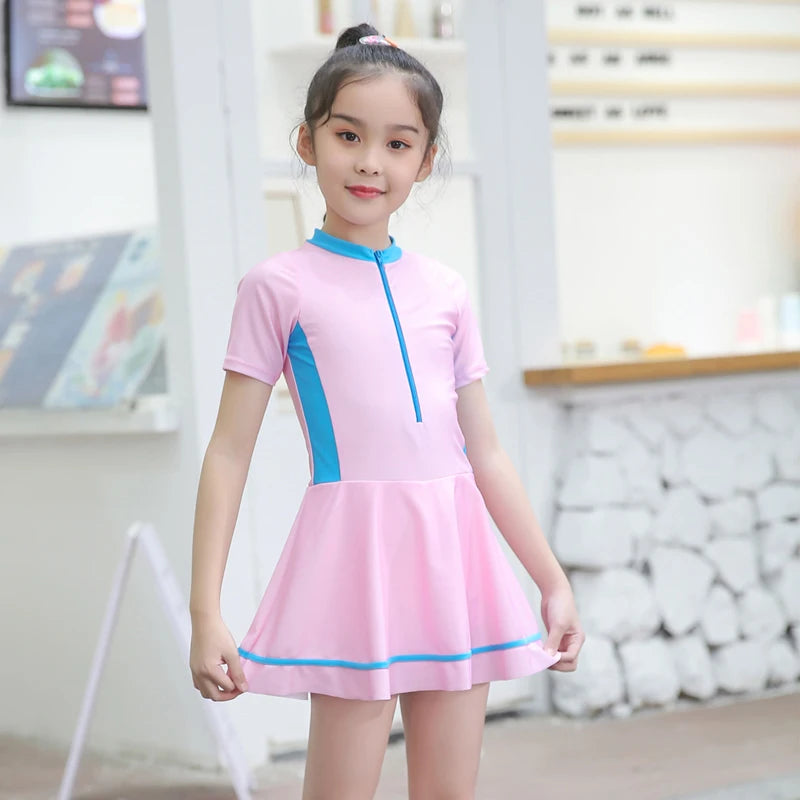 Swimming Suit Girls Zipper Swimmingsuit Girl Kids One Piece Swimsuit