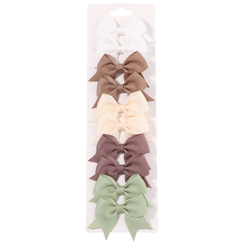 10Pcs/Set New Cute Solid Ribbon Bowknot Hair Clips for Baby Girls