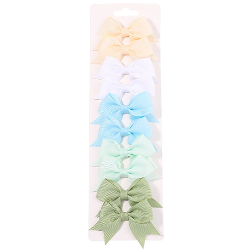 10Pcs/Set New Cute Solid Ribbon Bowknot Hair Clips for Baby Girls
