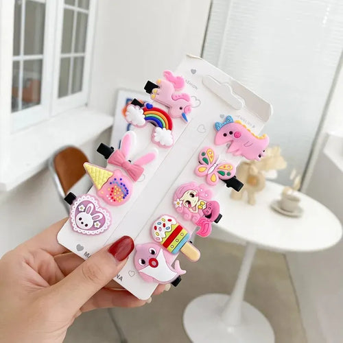10PCS/Set New Girls Cute Cartoon Unicorn Hair Clips Kids Lovely