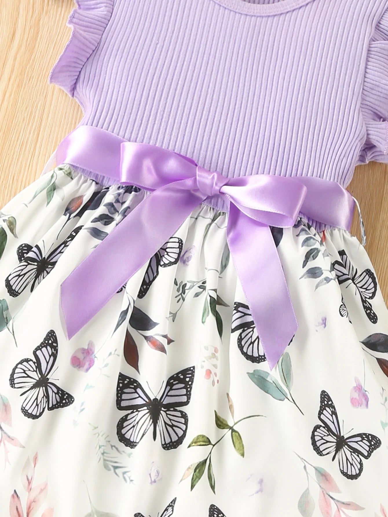 Girls 3-7 Years Old Summer Sweet Casual Ruffled Butterfly Flower Print