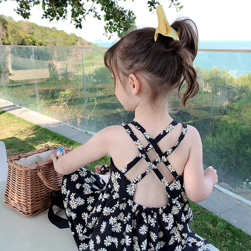 Girls Casual Dresses Little Daisy Printed Slip Sleeveless Dress Kids
