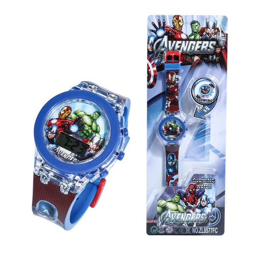 Flash Light Spiderman Kids Watches For Boys Cartoon Hello Kitty Mickey