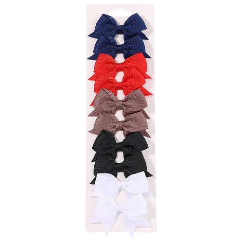 10Pcs/Set New Cute Solid Ribbon Bowknot Hair Clips for Baby Girls