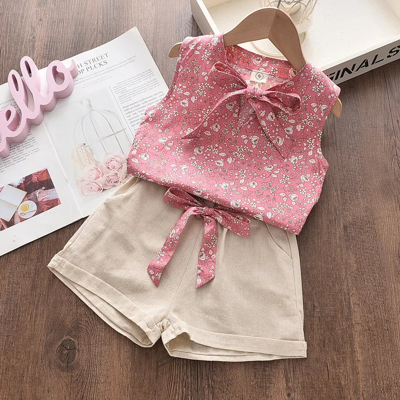 New Summer Baby Girls Clothes Children Sleeveless Vest Shorts