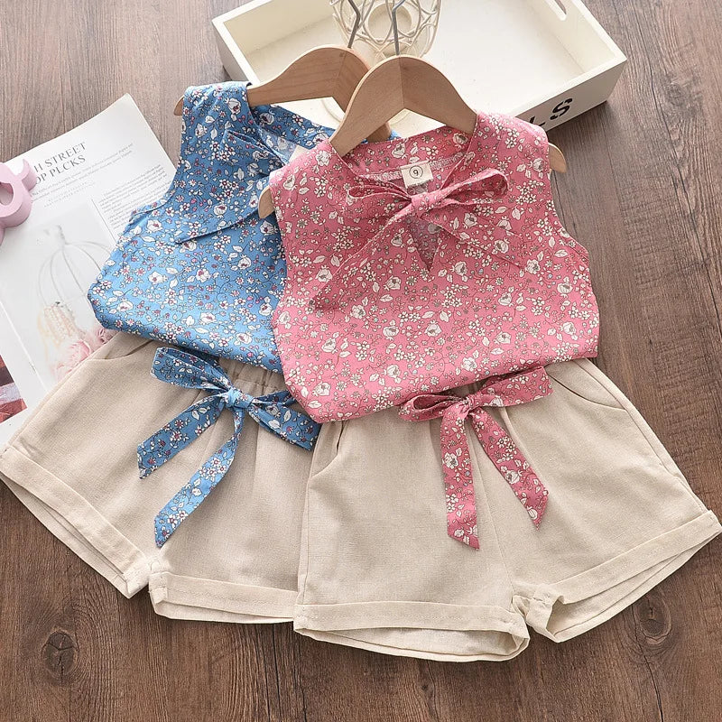 New Summer Baby Girls Clothes Children Sleeveless Vest Shorts