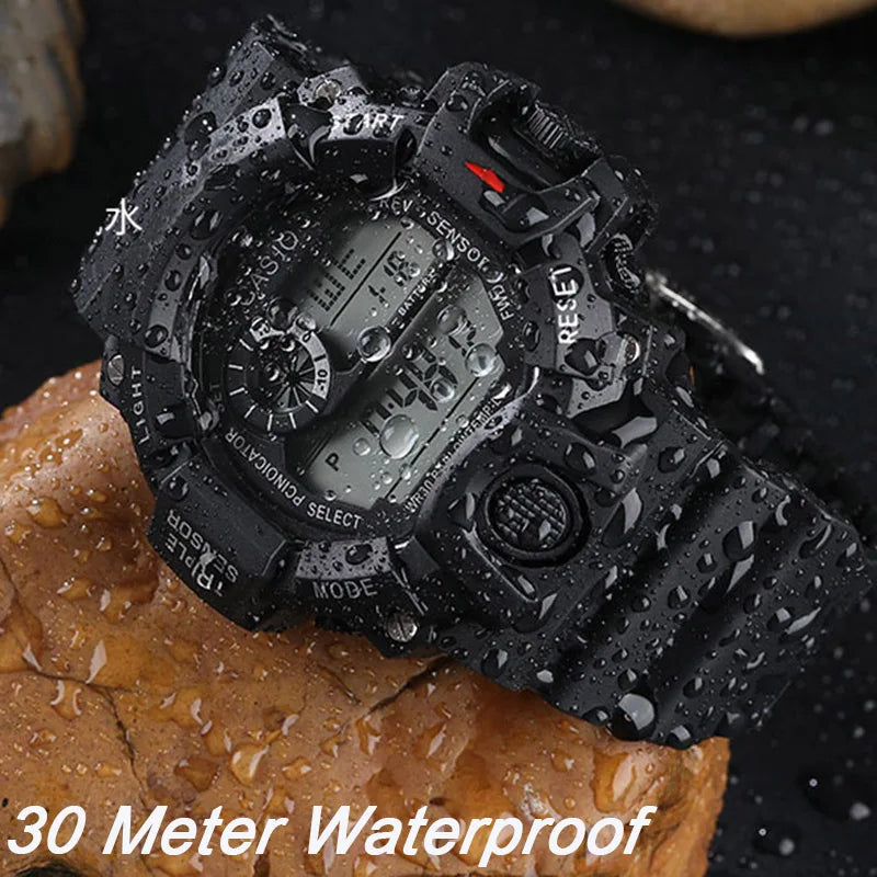 YIKAZE Men's LED Digital Watch Men Sport Watches Fitness Electronic