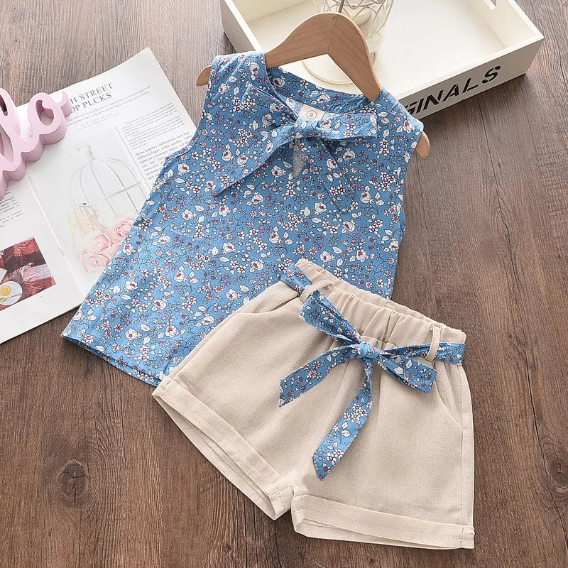 New Summer Baby Girls Clothes Children Sleeveless Vest Shorts