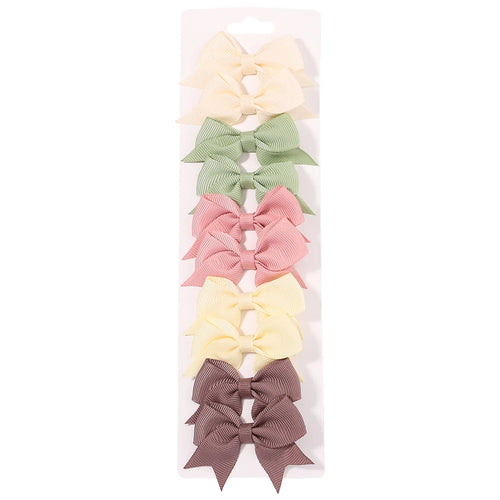10Pcs/Set New Cute Solid Ribbon Bowknot Hair Clips for Baby Girls
