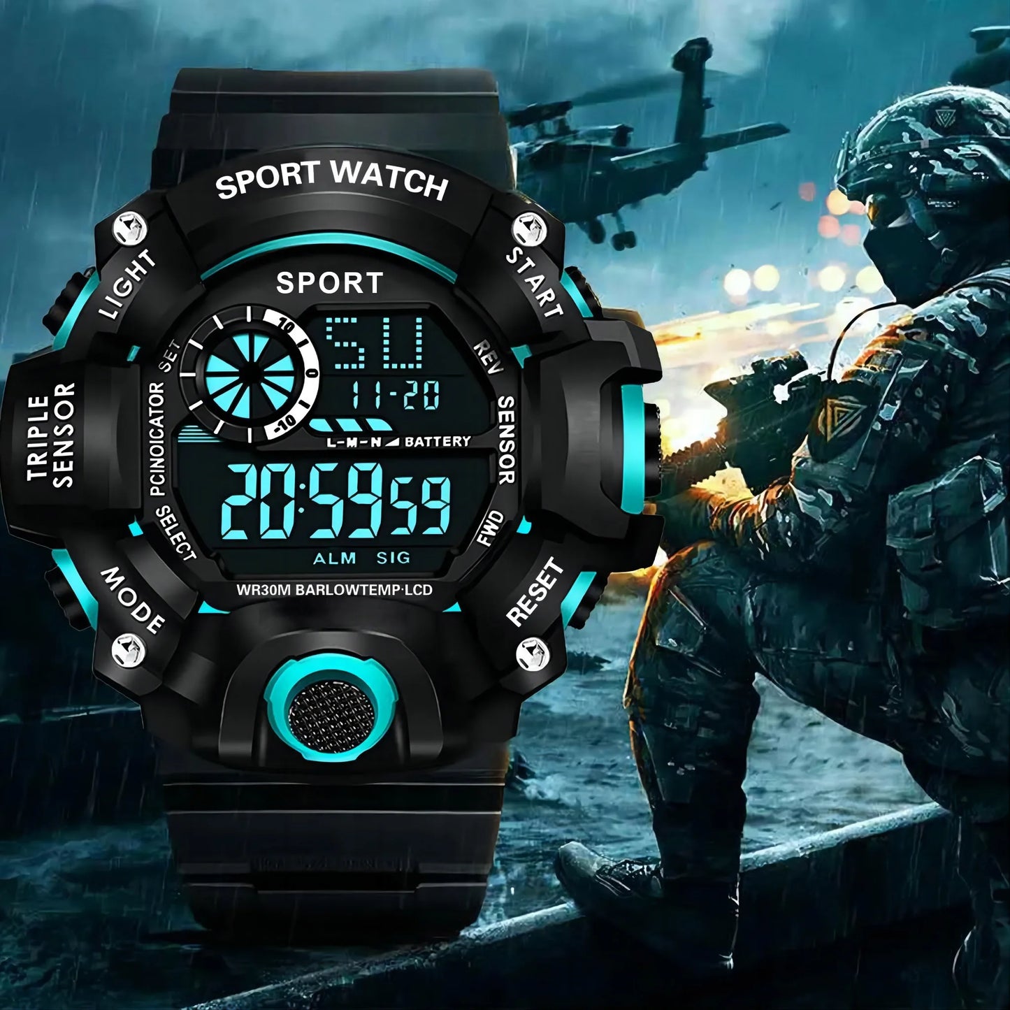 YIKAZE Men's LED Digital Watch Men Sport Watches Fitness Electronic