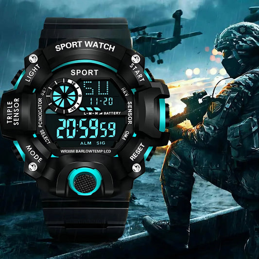 YIKAZE Men's LED Digital Watch Men Sport Watches Fitness Electronic