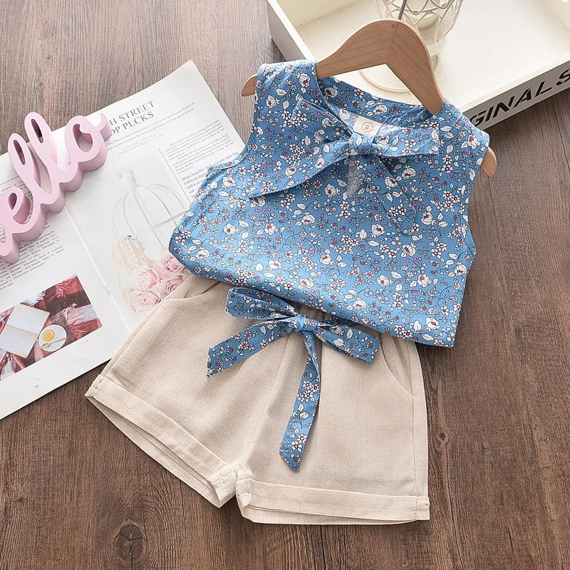 New Summer Baby Girls Clothes Children Sleeveless Vest Shorts