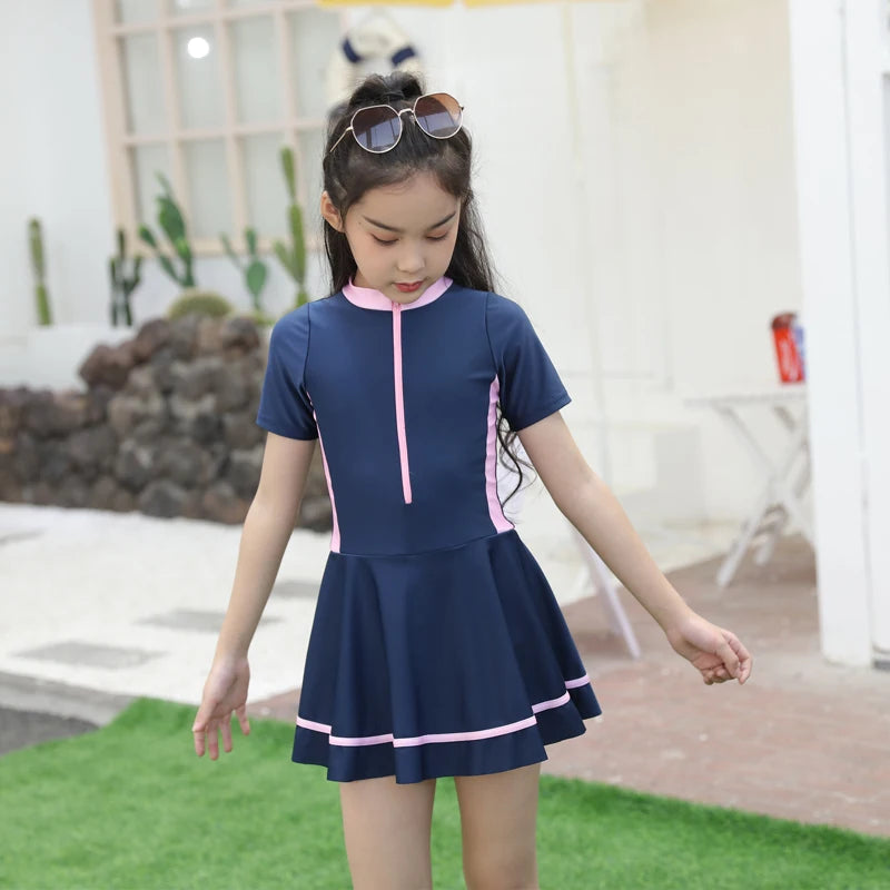 Swimming Suit Girls Zipper Swimmingsuit Girl Kids One Piece Swimsuit