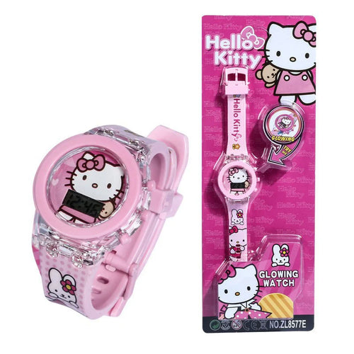 Flash Light Spiderman Kids Watches For Boys Cartoon Hello Kitty Mickey