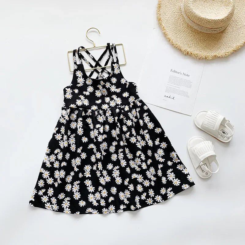 Girls Casual Dresses Little Daisy Printed Slip Sleeveless Dress Kids