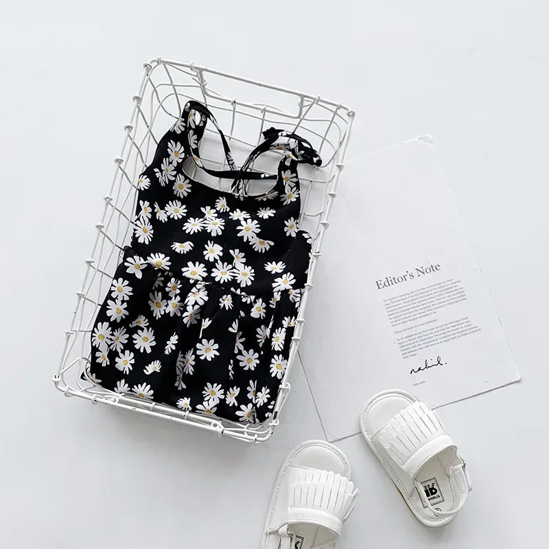 Girls Casual Dresses Little Daisy Printed Slip Sleeveless Dress Kids