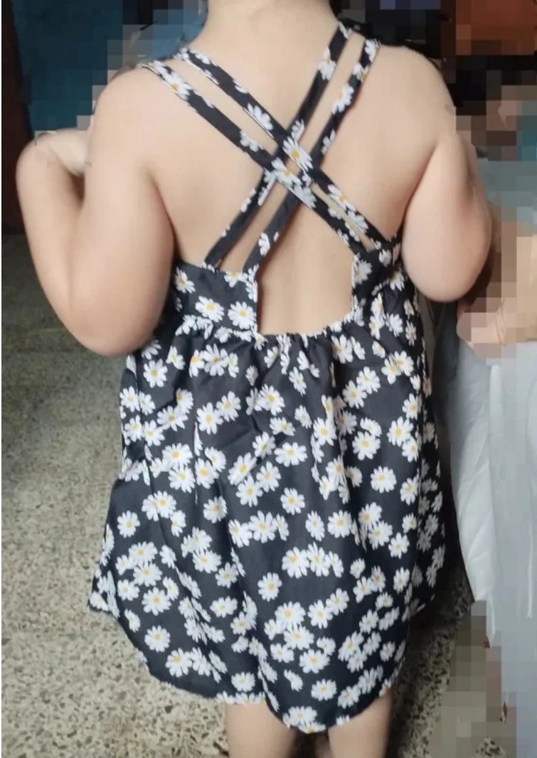 Girls Casual Dresses Little Daisy Printed Slip Sleeveless Dress Kids