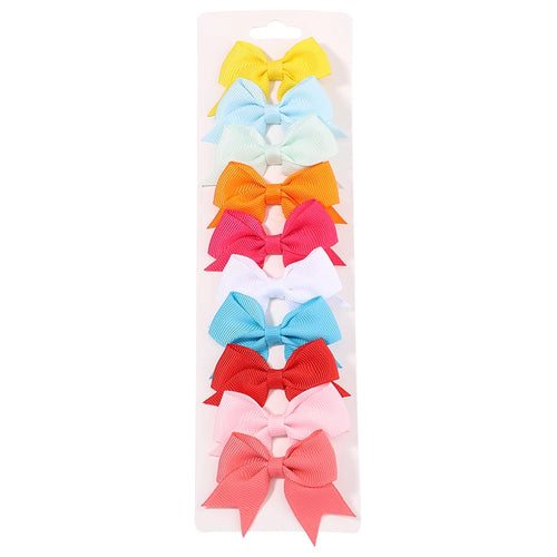 10Pcs/Set New Cute Solid Ribbon Bowknot Hair Clips for Baby Girls