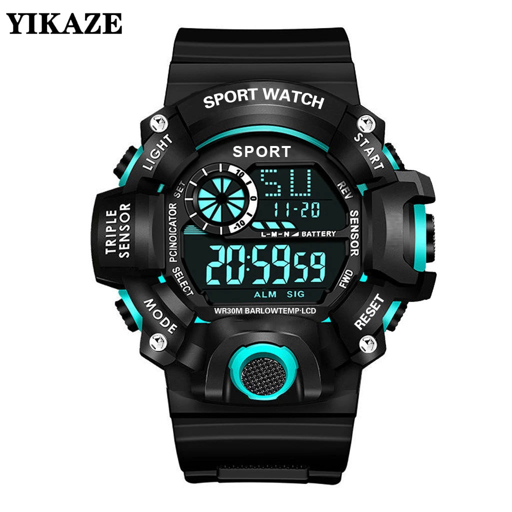YIKAZE Men's LED Digital Watch Men Sport Watches Fitness Electronic