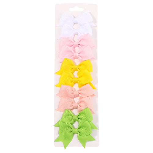 10Pcs/Set New Cute Solid Ribbon Bowknot Hair Clips for Baby Girls