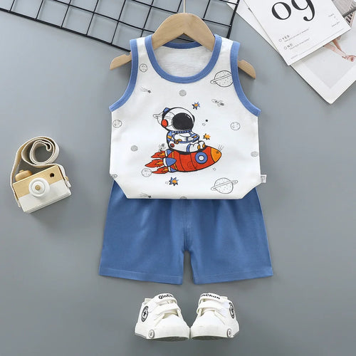 Children Sets Kids Clothes Boys Girls Vest Suit  Summer Children's