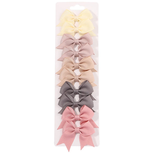 10Pcs/Set New Cute Solid Ribbon Bowknot Hair Clips for Baby Girls
