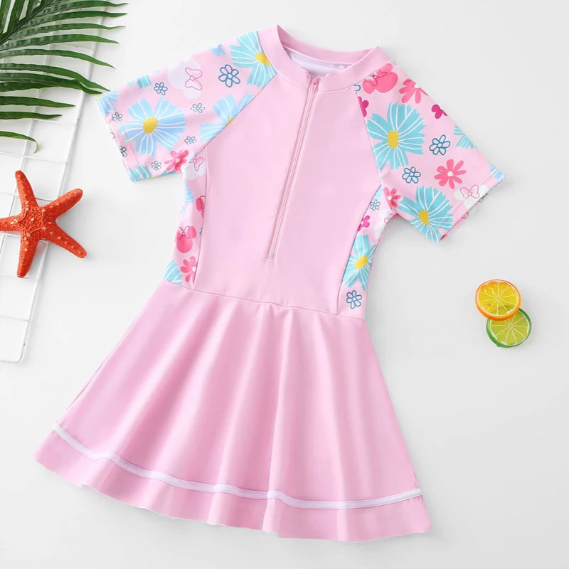 Swimming Suit Girls Zipper Swimmingsuit Girl Kids One Piece Swimsuit