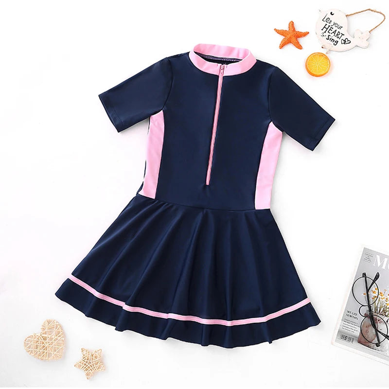 Swimming Suit Girls Zipper Swimmingsuit Girl Kids One Piece Swimsuit