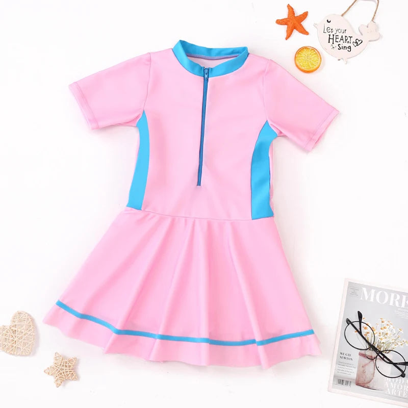 Swimming Suit Girls Zipper Swimmingsuit Girl Kids One Piece Swimsuit