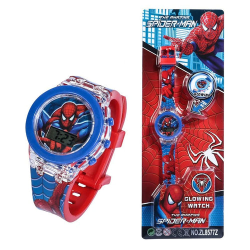 Flash Light Spiderman Kids Watches For Boys Cartoon Hello Kitty Mickey
