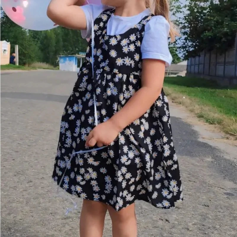 Girls Casual Dresses Little Daisy Printed Slip Sleeveless Dress Kids